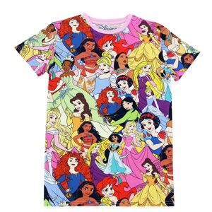 Cakeworthy Disney Princess AOP Tee Unisex Shirt Belle Aurora Ariel Mulan